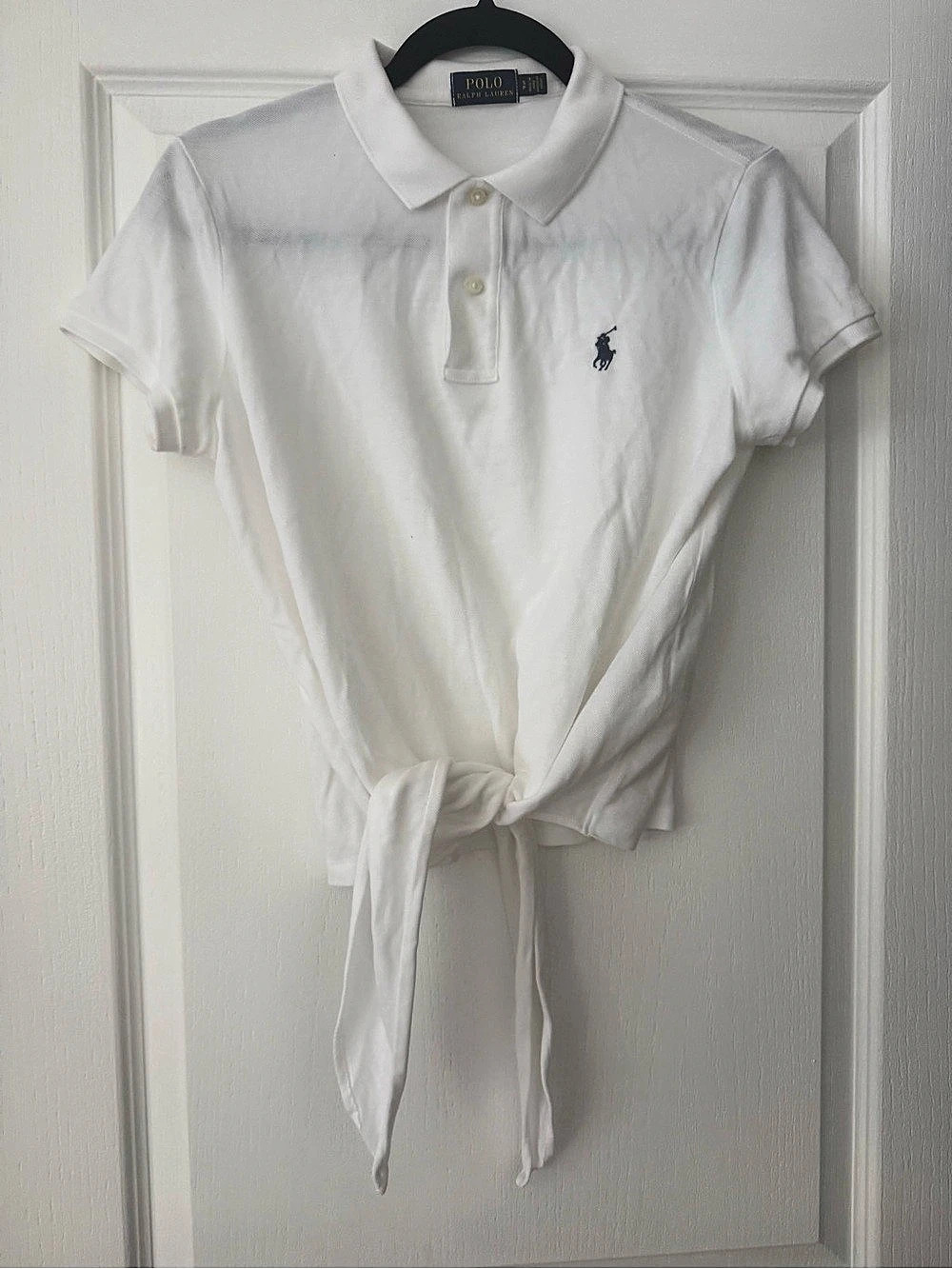Polo Ralph Lauren Cotton Oxford Tie-Front Cropped Shirt White